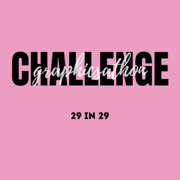 Graphicsathon 29 in 29 challenge square banner with a pink background